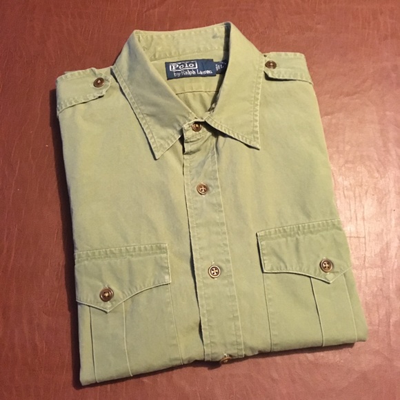 Polo Type B-11 Army Green Button Shirt L - Picture 2 of 11